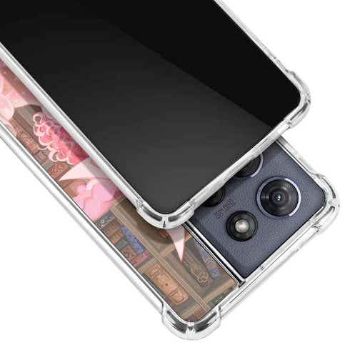 Pink Anime Witch Girls in Library with Cats by Ivy Dolamore Moto G Power 5G (2025) Clear Case